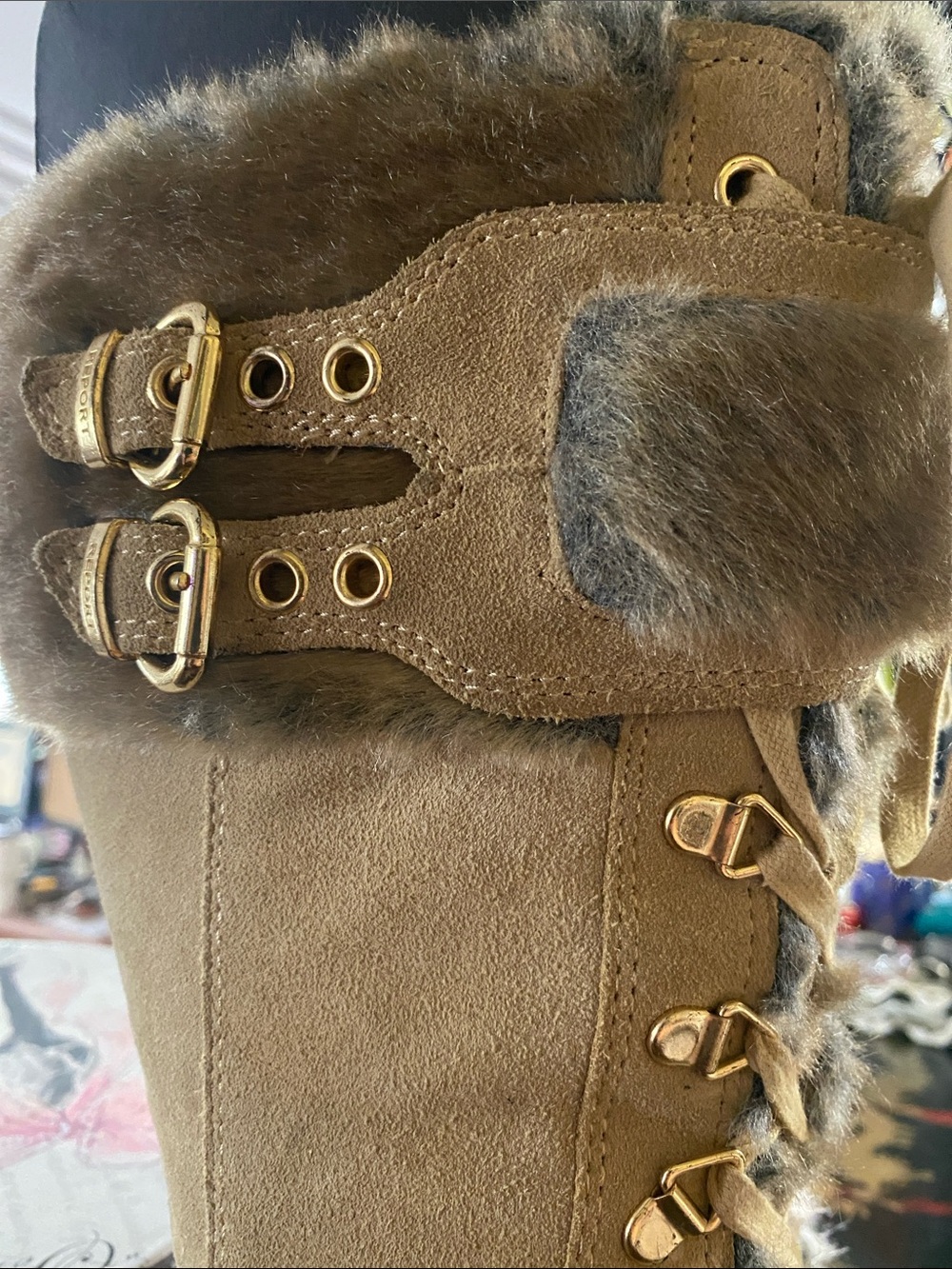 VINTAGE Report brand "Bratz" or "Y2K" lace up boots TAN Suade SIZE 9 - Picture 4 of 16